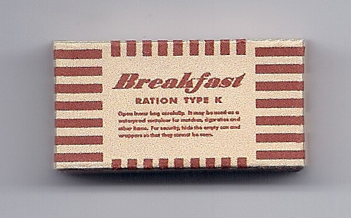 WWII US K Ration Box, Late War: Breakfast & Accessorie