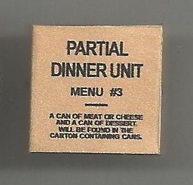WWII US Partial Dinner Unit Menu #3 Ration Box