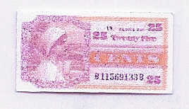 Vietnam era US Military Currency: .25 cent note