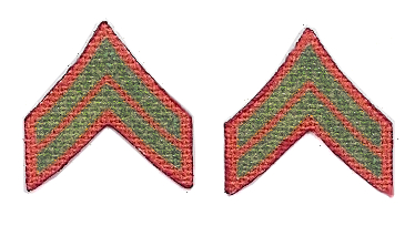 WWI USMC Rank Chevrons (Red/Green) 01: Corporal