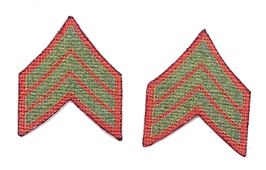 WWI USMC Rank Chevrons (Red/Green) 02: Sergeant